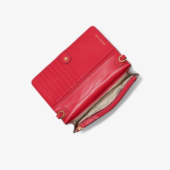 MICHAEL MICHAEL KORS Jet Set Small Studded Faux Leather Logo Phone Crossbody - Picture 15 of 16